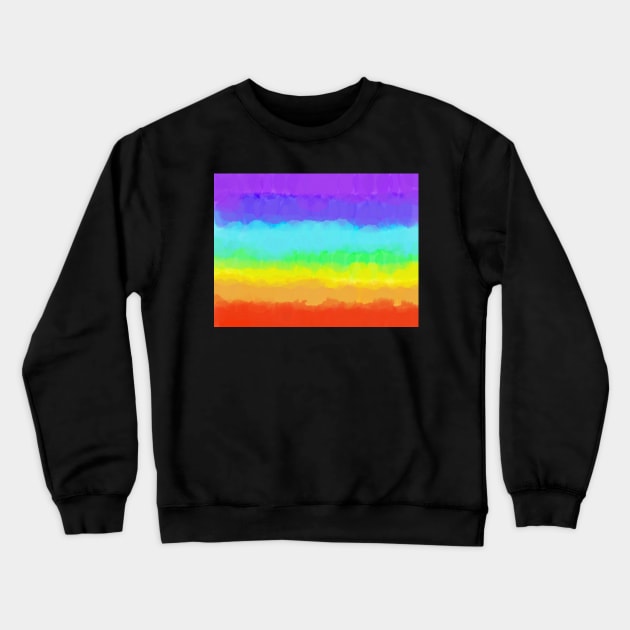 Bright Rainbow Tie Dye Watercolor Gradient Stripe Crewneck Sweatshirt by faiiryliite